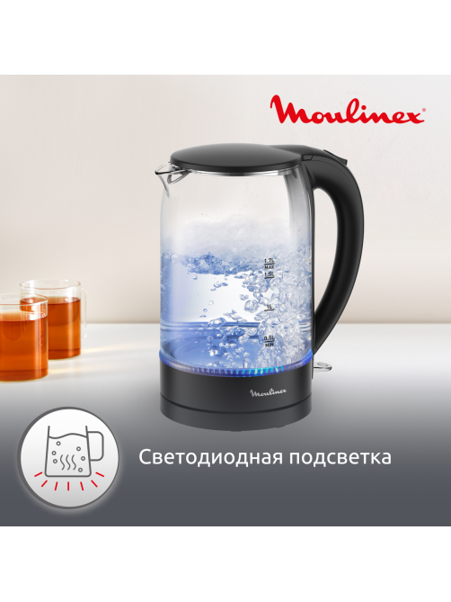 Чайник стеклянный Moulinex BY1S08F0, 1.7л