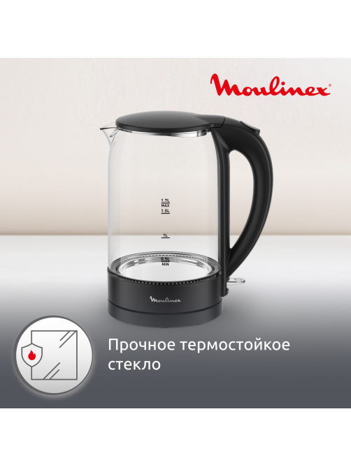 Чайник стеклянный Moulinex BY1S08F0, 1.7л