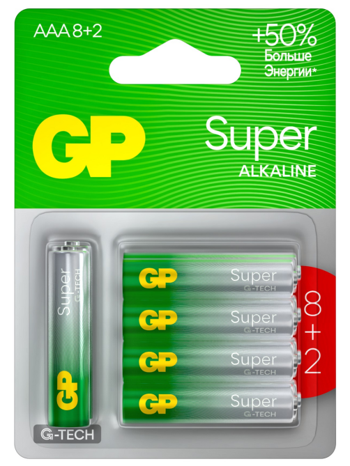 Батарейки GP Super Aaa, 8+2шт
