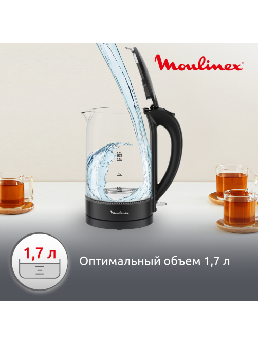 Чайник стеклянный Moulinex BY1S08F0, 1.7л