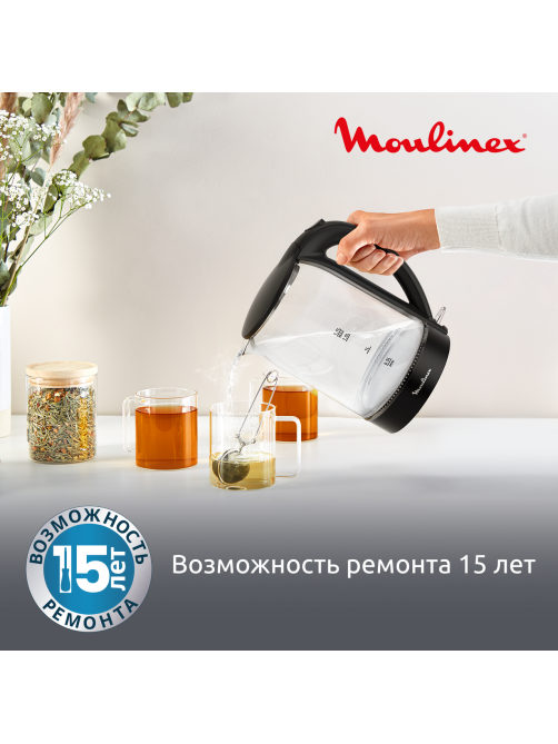 Чайник стеклянный Moulinex BY1S08F0, 1.7л