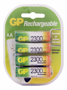 Батареи аккумуляторные GP AA 2300мАч, 4шт