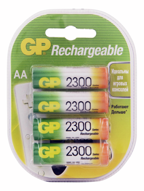 Батареи аккумуляторные GP AA 2300мАч, 4шт