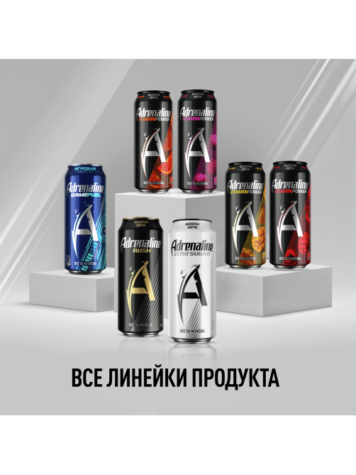 Энергетический напиток Adrenaline Rush Silver Energy Zero Sugar, 449мл
