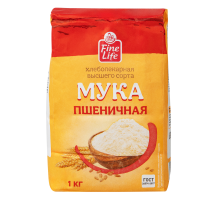 Fine Life Мука пшеничная хлебопекарная, 1кг