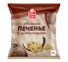 Fine Life Печенье овсяное с шоколадом, 400г