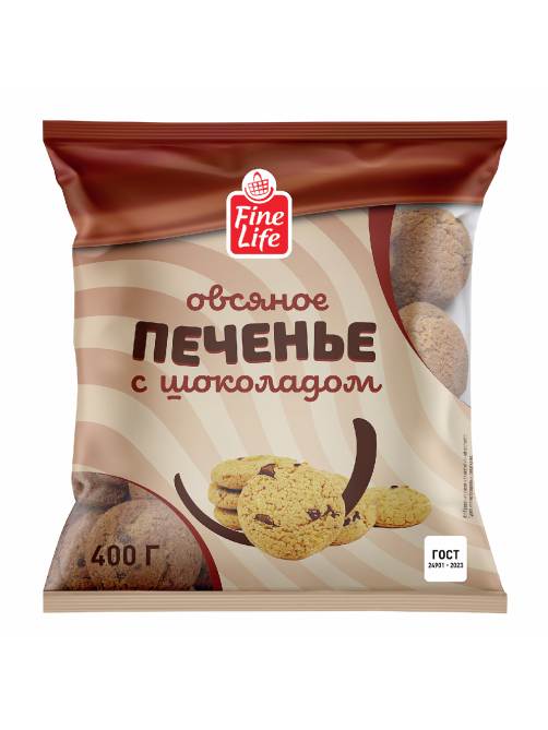 Fine Life Печенье овсяное с шоколадом, 400г