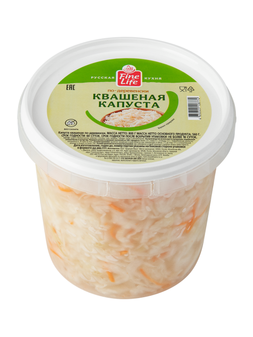 Fine Life Капуста квашеная по-деревенски, 800г