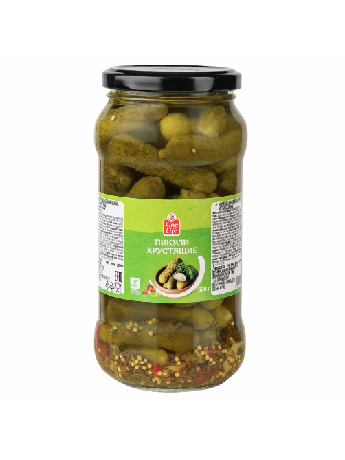 Fine Life Огурцы маринованные Хрустящие пикули, 500г