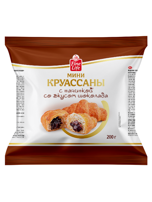 Fine Life Мини-круассаны с шоколадной начинкой, 200г