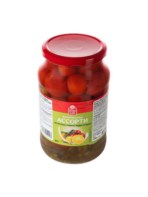 Fine Life Ассорти томаты черри с огурцами и патиссонами, 900г