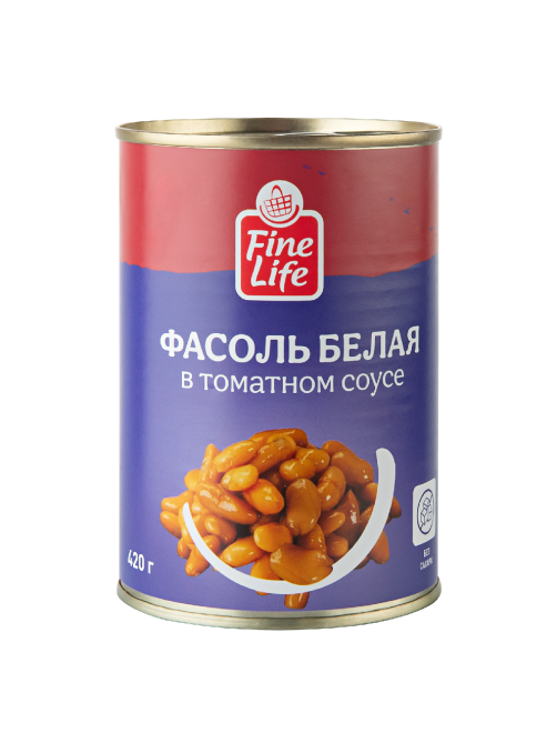 Fine Life Фасоль белая в томатном соусе, 420г