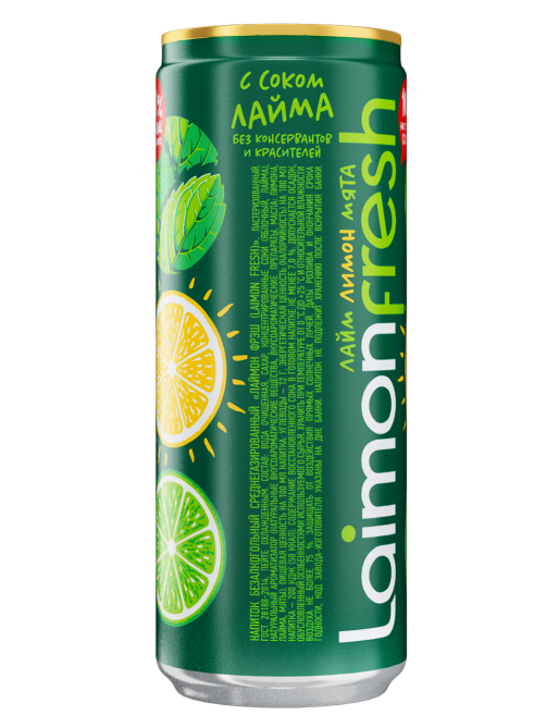 Напиток Laimon Fresh лайм, лимон и мята газированный, 330мл x 12 шт