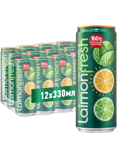 Напиток Laimon Fresh лайм, лимон и мята газированный, 330мл x 12 шт