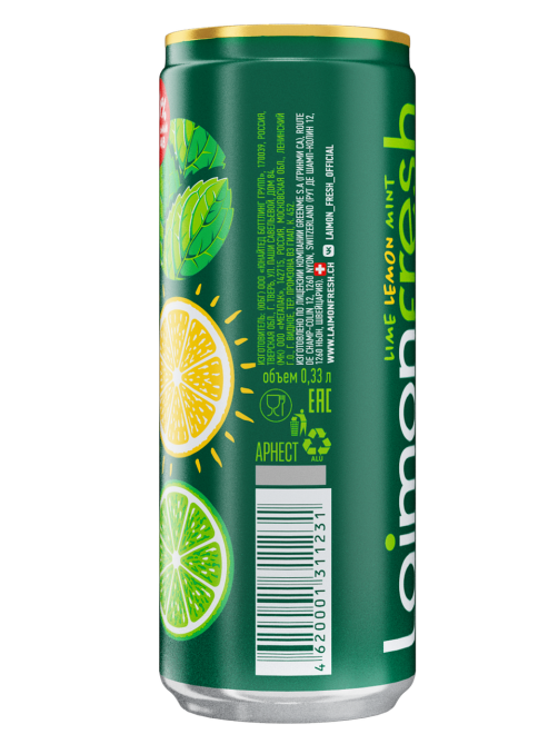 Напиток Laimon Fresh лайм, лимон и мята газированный, 330мл x 12 шт