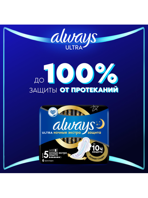 Прокладки гигиенические Always Ultra Secure Night ароматизированные ультратонкие, 6шт