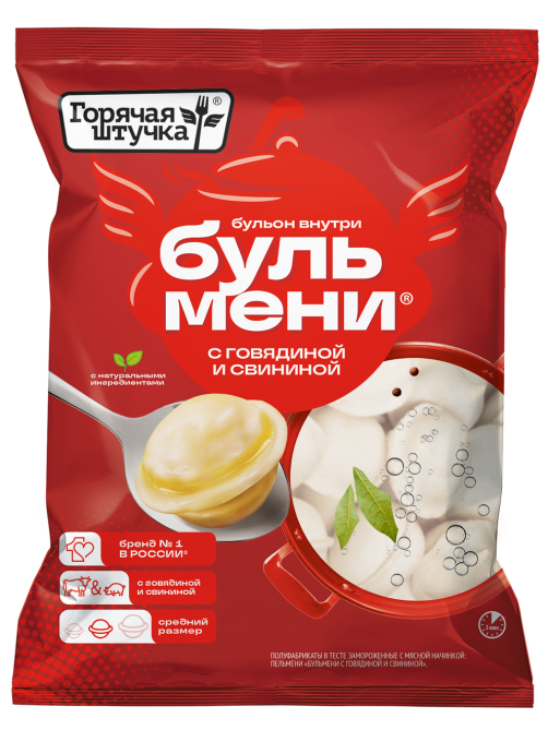 Пельмени Горячая штучка Бульмени с говядиной и свининой замороженные, 700г