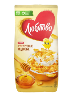 Готовый завтрак Любятово Хлопья кукурузные медовые, 250г