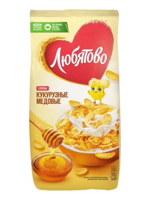 Готовый завтрак Любятово Хлопья кукурузные медовые, 250г