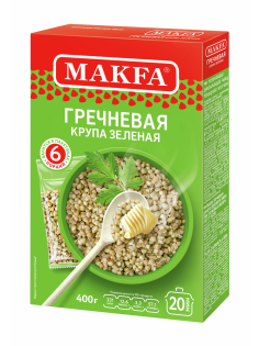 Крупа гречневая Makfa ядрица зеленая в пакете для варки 6шт, 400г