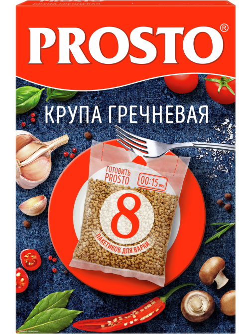 Крупа гречневая Prosto в пакете для варки (62.5г x 8шт), 500г