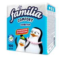 Салфетки бумажные Familia Радуга 1 слой, 100шт