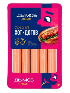 Сосиски Дымов для хот догов вареные, 325г