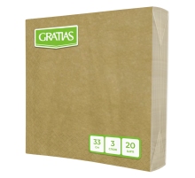 Салфетки бумажные Gratias 3 слоя золото 33 x 33см, 20шт