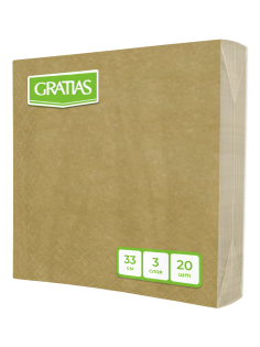 Салфетки бумажные Gratias 3 слоя золото 33 x 33см, 20шт