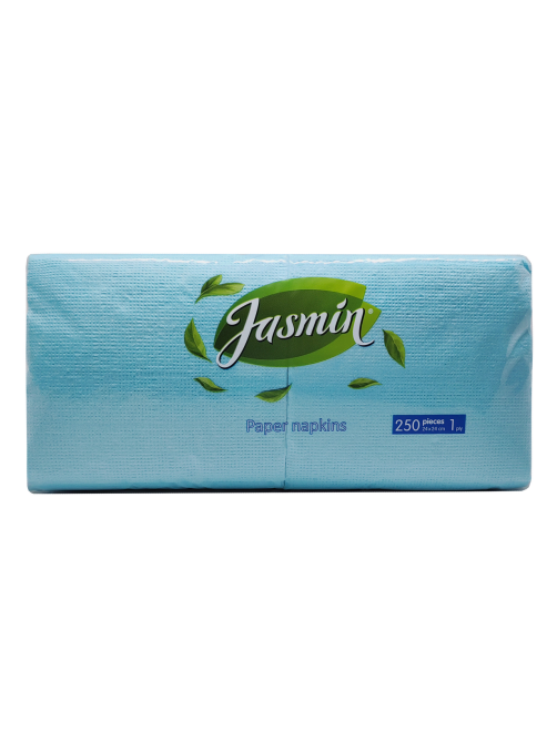 Салфетки бумажные Jasmin голубые 1 слой 24 x 24см, 250шт