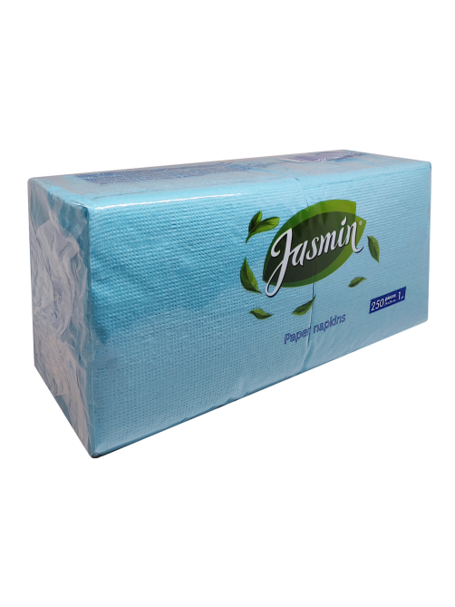 Салфетки бумажные Jasmin голубые 1 слой 24 x 24см, 250шт