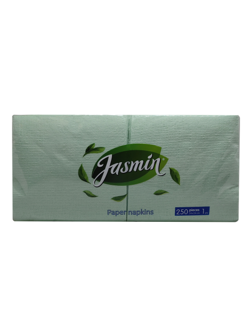 Салфетки бумажные Jasmin салатовые 1 слой 24 x 24см, 250шт