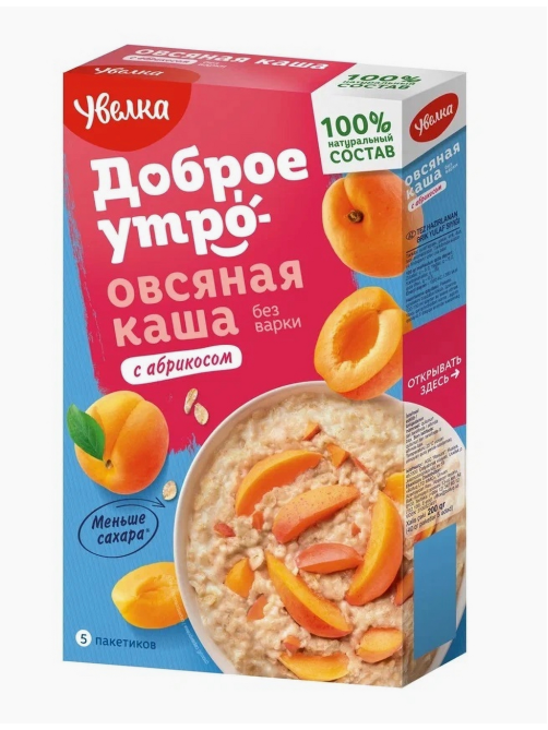 Каша овсяная Увелка с абрикосом (40г x 5шт), 200г