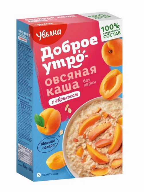 Каша овсяная Увелка с абрикосом (40г x 5шт), 200г