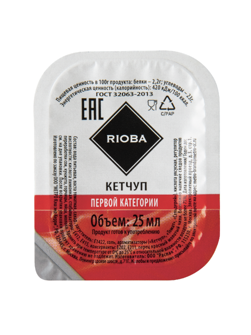 RIOBA Кетчуп Томатный (25г x 18 шт), 450г