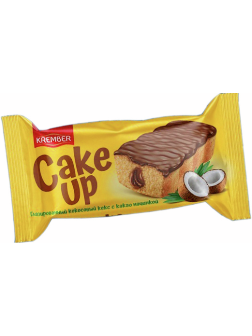 Кекс Krember Cake Up глазированный кокосовый с какао начинкой, 55г