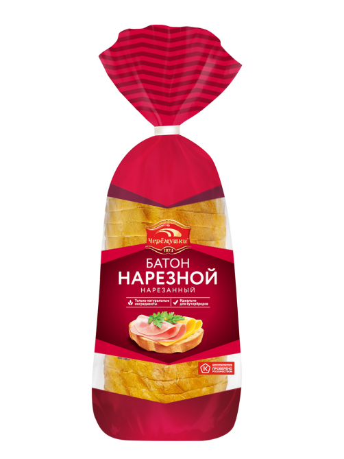 Батон Черемушки нарезной высший сорт в нарезке, 400г