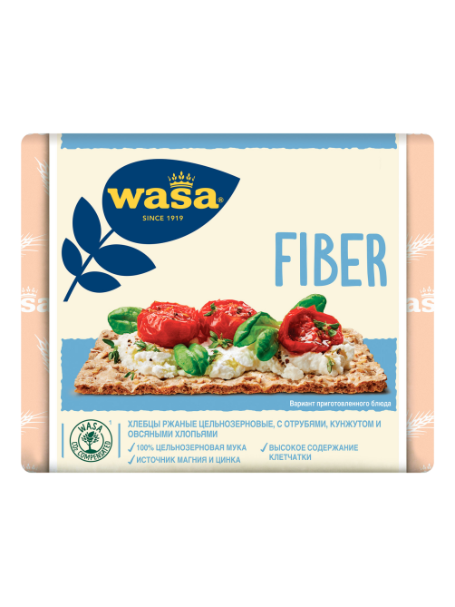 Хлебцы Wasa ржаные цельнозерновые с пшеничными отрубями, кунжутом и овсяными хлопьями, 230г