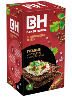 Хлебцы цельнозерновые Baker House ржаные с кориандром и морской солью, 180г