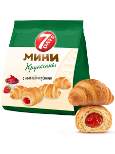 Мини круассаны 7 Days с начинкой клубника, 265г