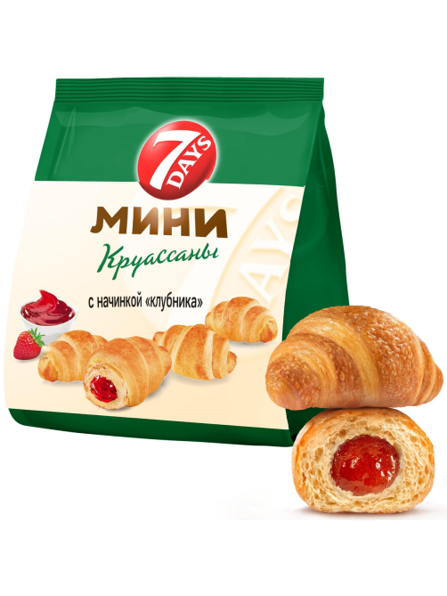 Мини круассаны 7 Days с начинкой клубника, 265г