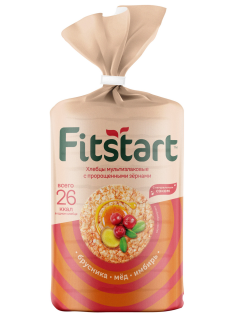 Хлебцы Fitstart мультизлаковые брусника, имбирь и мед, 100г