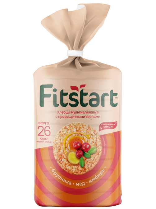Хлебцы Fitstart мультизлаковые брусника, имбирь и мед, 100г