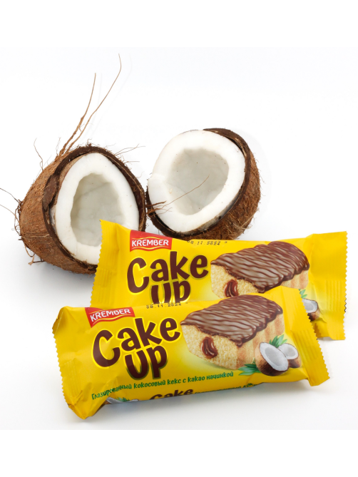 Кекс Krember Cake Up глазированный кокосовый с какао начинкой, 55г