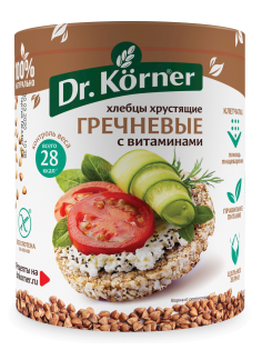Хлебцы Dr. Korner гречневые с витаминами без глютена, 100г