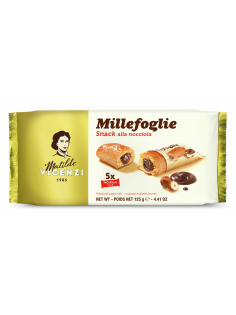 Пирожное слоеное Vicenzi Biscotti трубочка шоколад-фундук (25г x 5шт), 125г