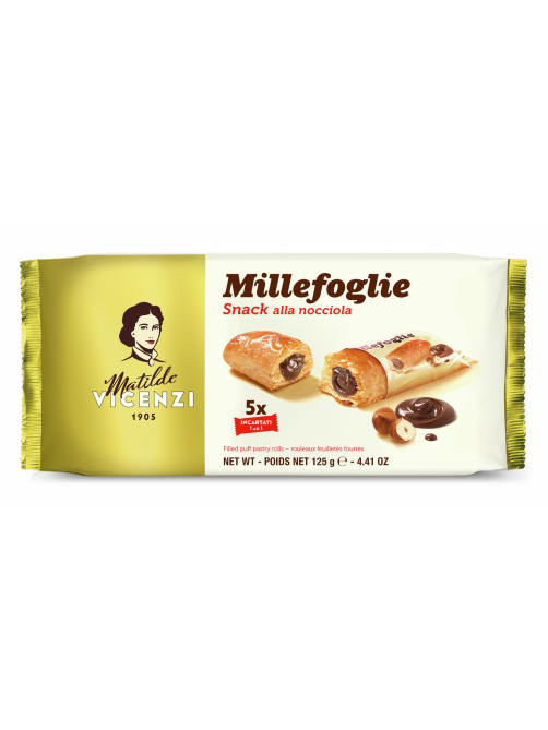 Пирожное слоеное Vicenzi Biscotti трубочка шоколад-фундук (25г x 5шт), 125г