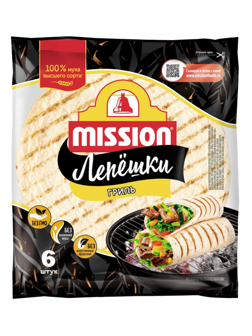Лепешка Mission Тортилья гриль 6 шт по 20 см, 250г