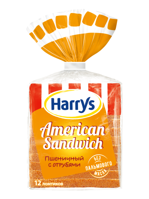 Хлеб тостовый Harry's (Harrys) American Sandwich с отрубями в нарезке 515г