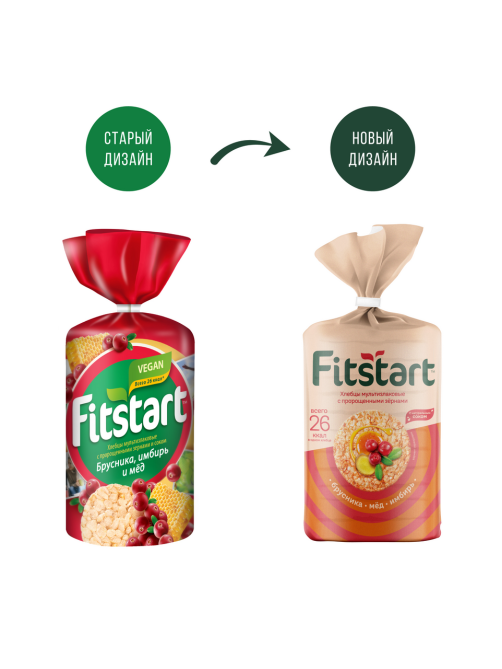 Хлебцы Fitstart мультизлаковые брусника, имбирь и мед, 100г